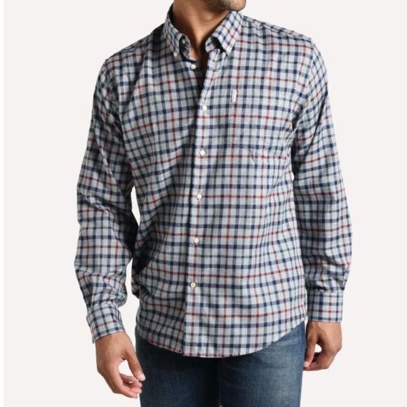 Barbour Thermo Coll Plaid Flannel Button Down Shirt, Size M - Picture 1 of 8